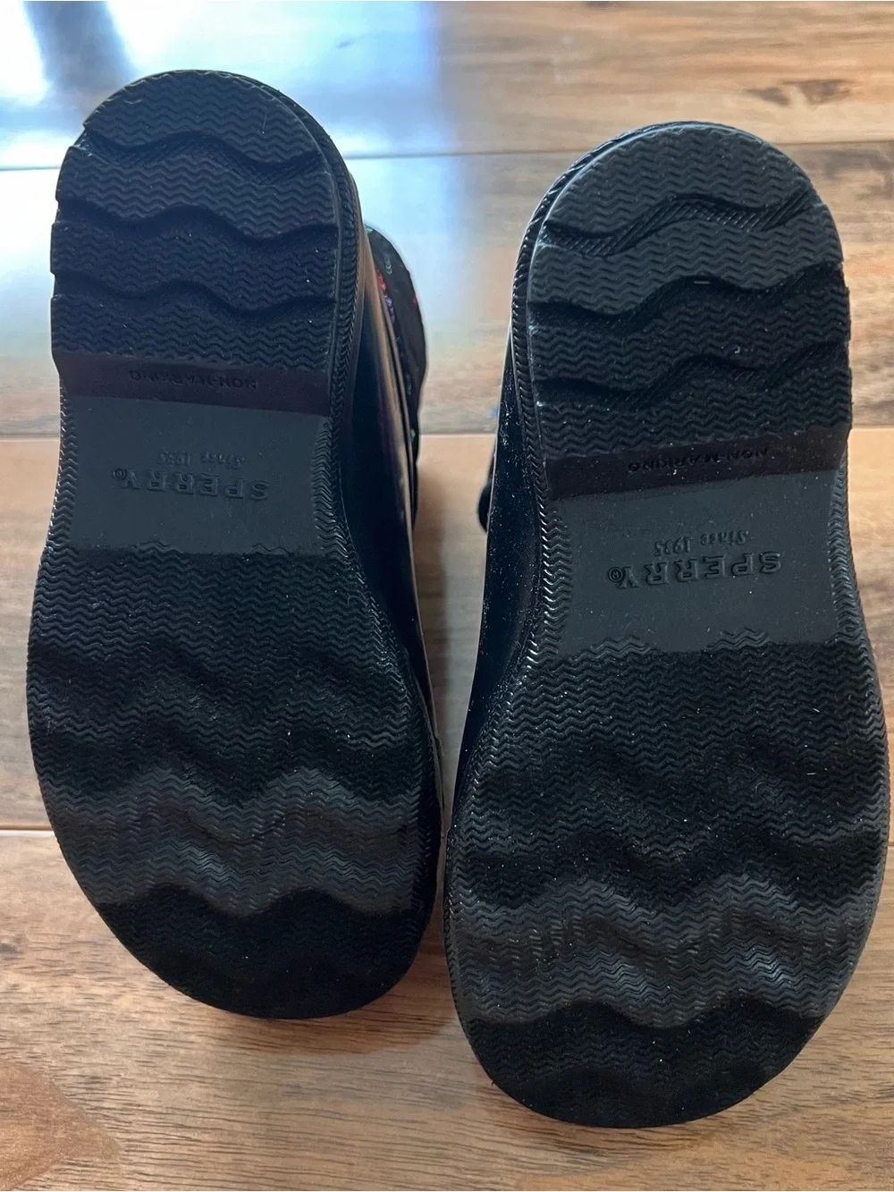 Sperry Girls Port Boot Black Rainbow Quilted Rain Snow Boots Toddler Size 9M NIB